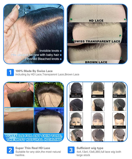 6x4 Vietnamese Raw Virgin Human Hair Lace Front Wig – Transparent Lace