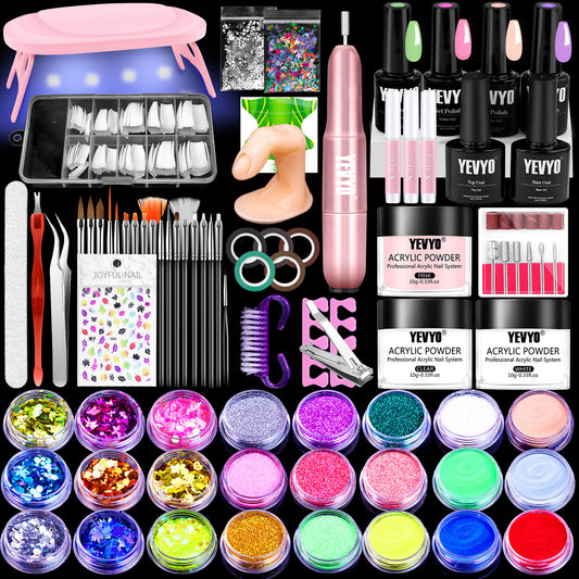 Acrylic Nail Kit With Drill, 4 Colors Gel Polish And UV Light Nail Kit, Professional Nails Kit Acrylic Set With Everything For Beginners
